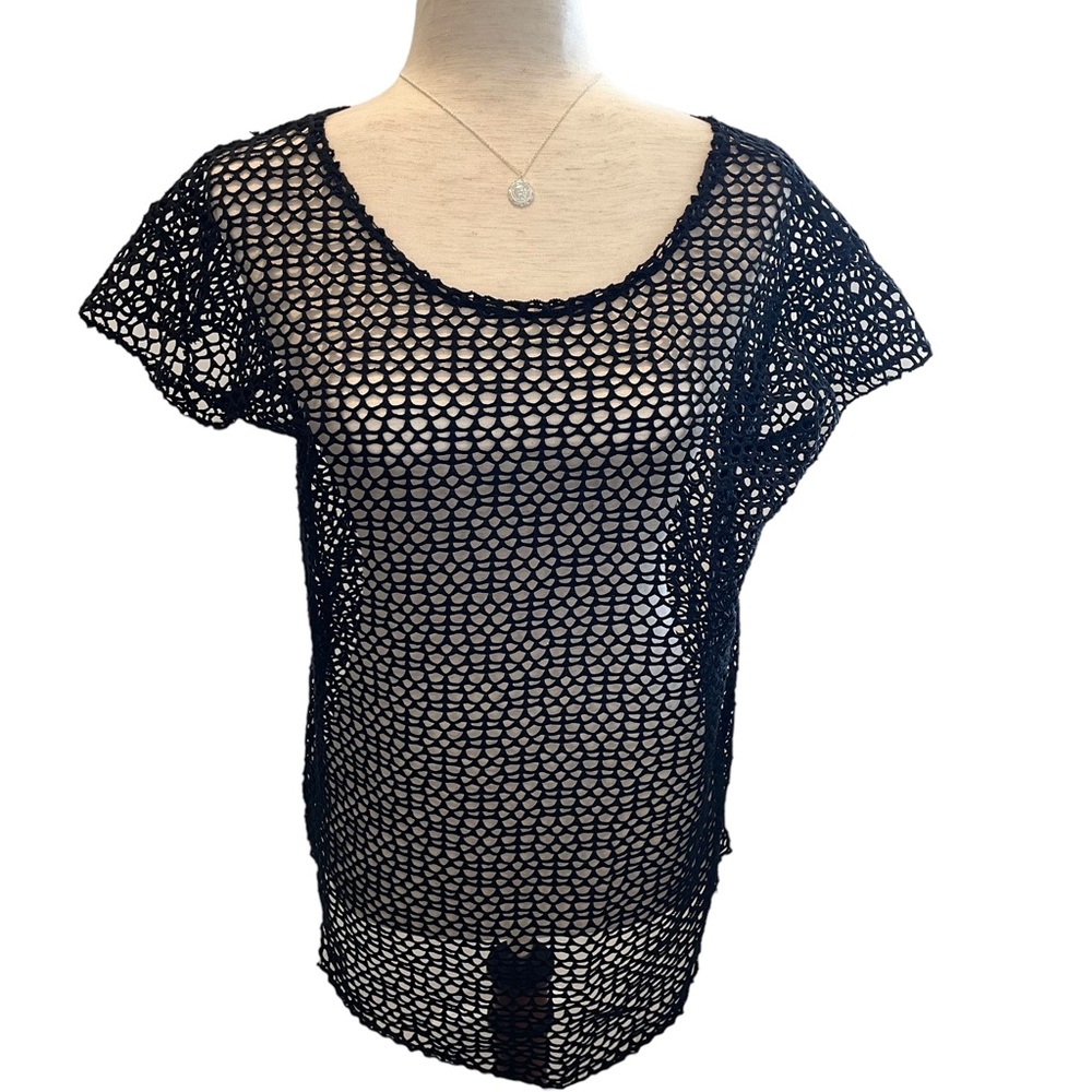 Swimsuit Cover Up Black Mesh One Size